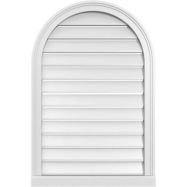 Ekena Millwork Round Top Surface Mount PVC Gable Vent: Functional, w/ 2"W x 2"P Brickmould Sill Frame, 24"W x 36"H GVPRT24X3603SF - main